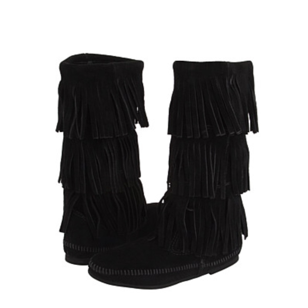 Minnetonka Calf Hi 3 Layer Fringe Boot - image 1